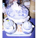 Two early 19th century Spode "Indian Scenes" pattern jugs and covers (damages) and a Davenport
