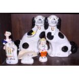 A group of Staffordshire pottery, various, including a shaker in the form of a standing man