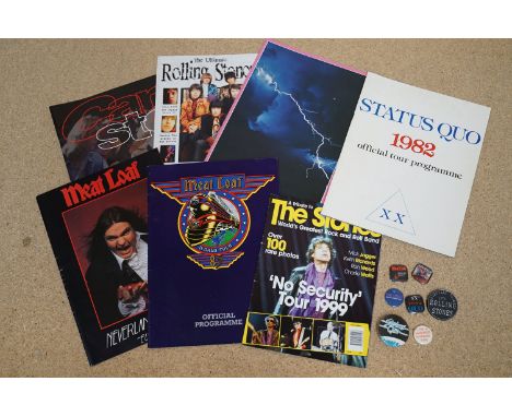 Music Memorabilia - 7 items of music ephemera 2 x Meat Loaf programmes, Status Quo 1982 programme, Dire Straits 82/83 program