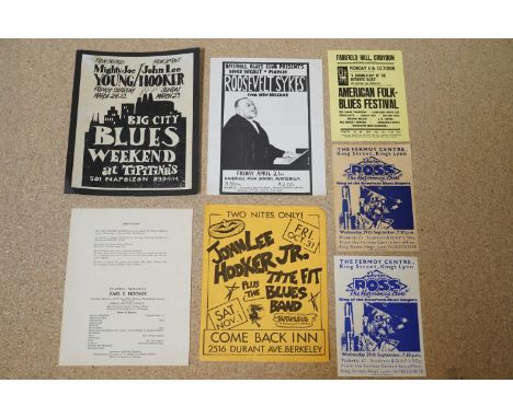 Music Memorabilia - Small collection of blues handbills to include John Lee Hooker at The Comeback Inn, Roosevelt Sykes at Ha