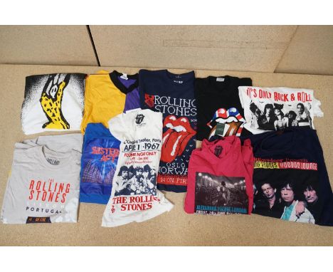 Music Tee Shirts - 10 Original Rolling Stones tour t shirts, all unworn and vg 