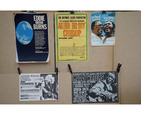 Music Poster - Five blues concert posters, various UK venues, various sizes, to include Muddy Waters Blues Band (image of Joh