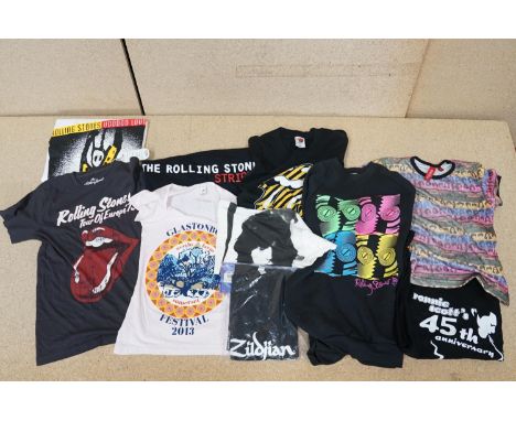 Music Tee Shirts - 10 Original Rolling Stones tour t shirts, all unworn and vg 