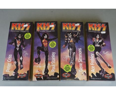 Music Memorabilia - KISS set of 4 Polar Lights assembly kits featuring Ace Frehley, Gene Simmons, Paul Stanley, Peter Criss. 