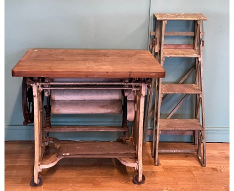 A Taywil cast iron mangle, circa late 19th/early 20th Century, stamped 'The Marvel Taywil Machine', W91, H83, D56cm, together