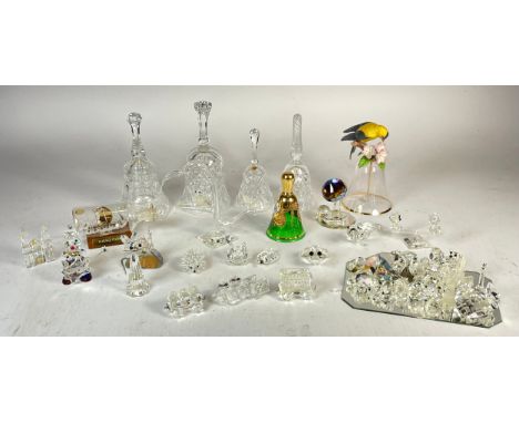 A collection of Swarovski crystal animal and figural glass sculptures, together with porcelain figurines and Wedgewood jasper