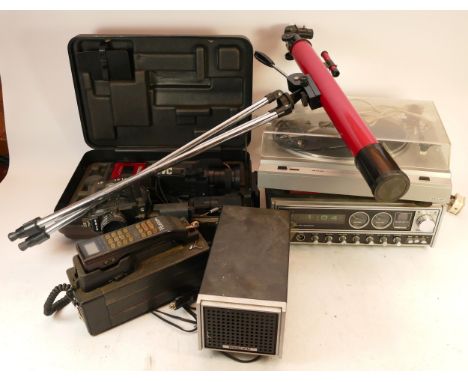 Vintage Tech; comprising of a President CB transceiver &amp; speaker, model AM-SSB, together with a Sharp RP-10 turntable, a 