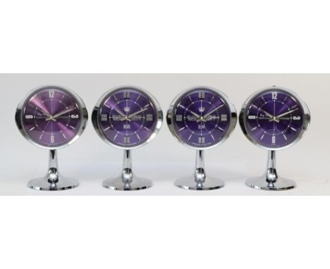 Four 1970s chrome plated desk/mantel alarm clocks, two Westclox 'Big Ben' repeater, two Westclox Silver Jubliee versions. All