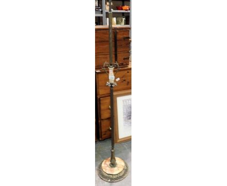 Onyx and brass standard lamp, H: 170 cm. Not available for in-house P&amp;P 