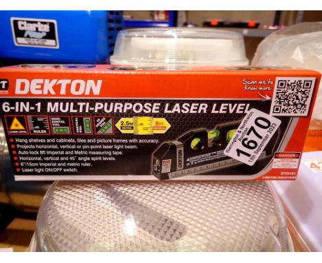 Dekton 6 in 1 Laser Level Bubble Spirit Level Tape Measure Metric Tape  Ruler