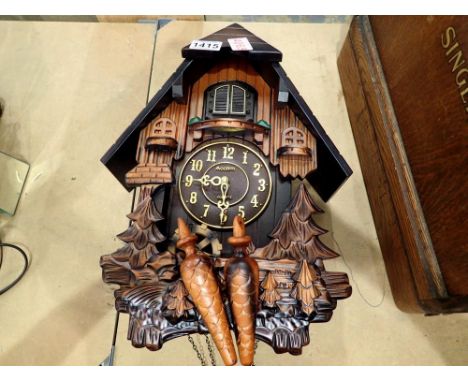 Two table lamps and a quartz cuckoo clock. Not available for in-house P&amp;P 