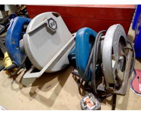Two corded circular saws 240v Makita and 110v Black &amp; Decker. All electrical items in this lot have been PAT tested for s