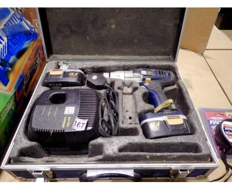 Pro 14.4V cordless drill and charger with extra battery. All electrical items in this lot have been PAT tested for safety and