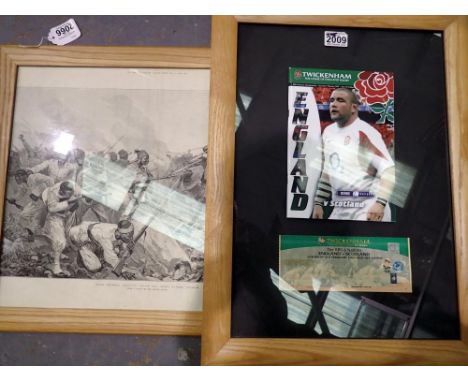 Framed England v Scotland RBS 6 Nations, 3/2/2007 Twickenham ticket and programme, 43 x 58 cm. Not available for in-house P&a