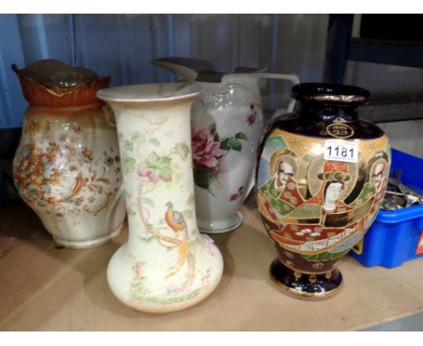 Four ceramic vases and jugs to include Bursleigh and Crown Ducal. Not available for in-house P&amp;P 