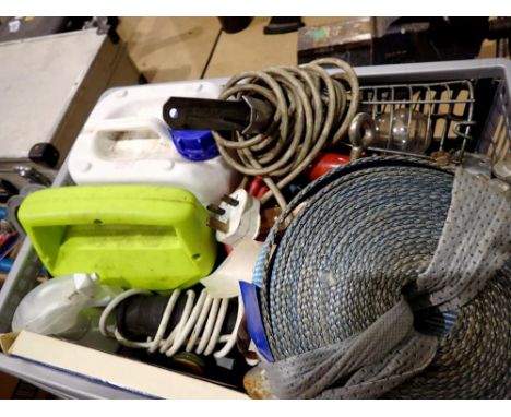 Mixed tools to include a large bottle of Auto Glym pressure wash detergent. All electrical items in this lot have been PAT te