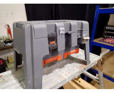 Folding aluminum ladder platform and a plastic step. Not available for in-house P&amp;P 