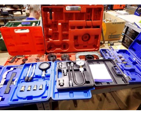 Cased automotive tools including pressure testers, engine setting kit etc. Not available for in-house P&amp;P 