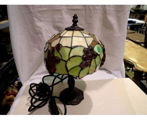 Tiffany style table lamp with glass shade, H: 34 cm. Not available for in-house P&amp;P 