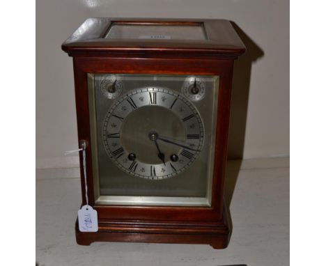 A quarter striking mantel clock movement stamped ''W&amp;H Sch''