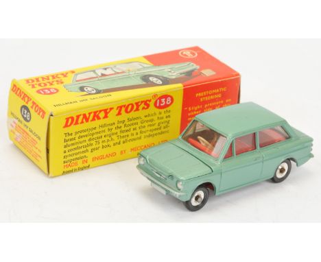 Dinky Toys 138 Hillman Imp Saloon - Light Metallic Green, red interior, silver trim, spun hubs and correct luggage case - Exc