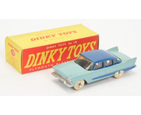 Dinky Toys 178 Plymouth Plaza - Two-Tone Blue, silver trim and spun hubs with white treaded tyres - Good Plus to Excellent br