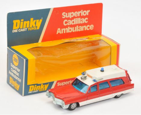 Dinky Toys 288 Superior Cadillac "Ambulance - Two-Tone white and red, blue roof light with "Flack" rear label, speedwheels an