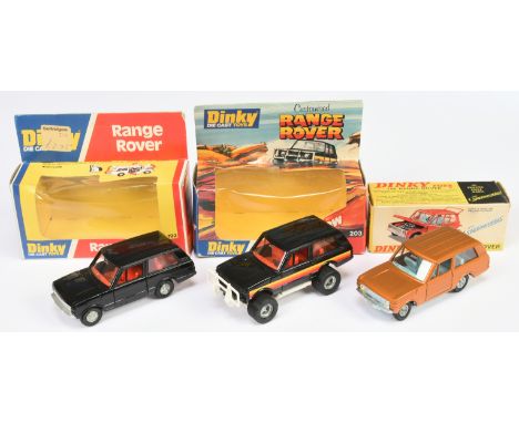 Dinky Toys Range Rover Group Of 3 -(1) 192 - Metallic bronze, pale blue interior, cast hubs, (2) same but black with red inte