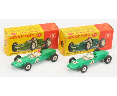 Dinky Toys Racing Cars&nbsp; A Pair - (1) 241 Lotus - Green including plastic engine cover, spun hubs, figure driver and raci