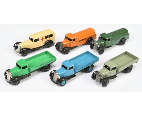 Dinky Toys Unboxed Group Of 6 To Include - 25 &amp; 30 Series To Include&nbsp; - "Petrol Tanker - Orange, "Ambulance" - Cream