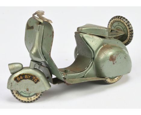 La Hotte St. Nicholas (France) tinplate clockwork Vespa Scooter, c.1955 - Pale metallic green, with tinprinted balloon wheels