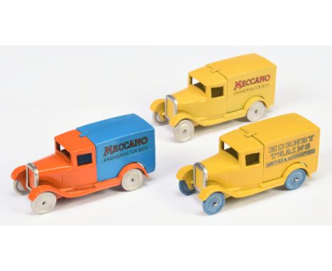 Dinky Toys (Copy Models)&nbsp; Unboxed Group Of 3 28 Series Delivery Vans - (1) Meccano" - Yellow, (2) Hornby Trains" - Yello