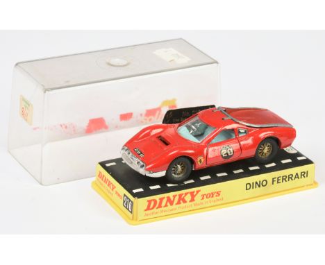 Dinky Toys 216 Ferrari Dino - Red body and engine cover, gold cast wire wheels - Fair to Good in a Fair rigid case&nbsp;