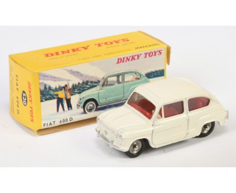 Dinky Toys (Puch Spanish-French) 520 Fiat 600D - White body, red interior, concave hubs,&nbsp; with correct "Pirelli" tyres -