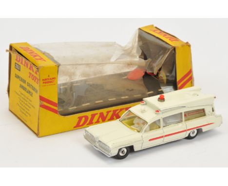Dinky Toys 263 Superior Criterion "Ambulance" - Off white, red trim and roof light, silver trim, spun hubs with harder to fin