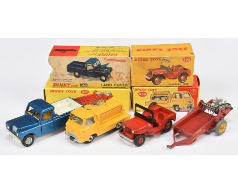 Dinky Toys&nbsp; A group Of 4 - (1) 321 Manure Spreader, (2) 344 land Rover, (3) 405 Universal Jeep and (4) 436 Atlas Copco C