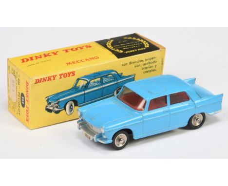 Dinky Toys (Puch Spanish-French) 553 Peugeot 404 - Mid blue body, red interior, concave hubs,&nbsp; with correct "Pirelli" ty