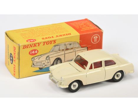 Dinky Toys 144 Volkswagen 1500 - Off white body, red interior, silver trim and chrome spun hubs - Good Plus to Excellent (cou