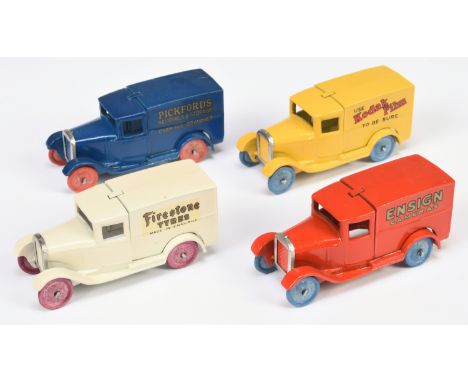 Dinky Toys (Copy Models)&nbsp; Unboxed Group Of 4 28 Series Delivery Vans - (1) "Kodak" - Yellow, (2) "Pickfords" - Blue, (3)