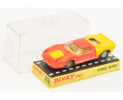 Dinky Toys 132 Ford 40-RV - Florescent body with yellow engine cover and front bonnet, cast wire wheels - Good Plus including