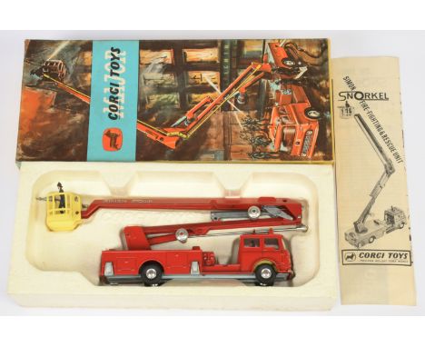 Corgi Toys 1127 Bedford Simon Snorkel Fire Engine - Red, Silver trim and platforms, spun hubs, yellow interior and basket wit