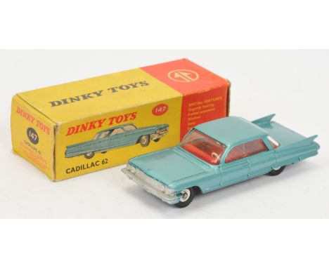 Dinky Toys 147 Cadillac 62 - Metallic Aqua, red interior, silver trim and spun hubs - Excellent (couple of minor chips) still