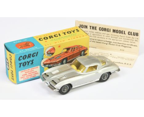 Corgi Toys&nbsp; 310 Chevrolet Corvette Stingray - Silver body with Deep Champagne base, chrome trim and wire wheels - Good P