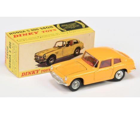 French Dinky Toys 1408 Honda&nbsp; S800&nbsp; - Yellow body, red interior, silver trim, concave hubs - Good to Good Plus brig