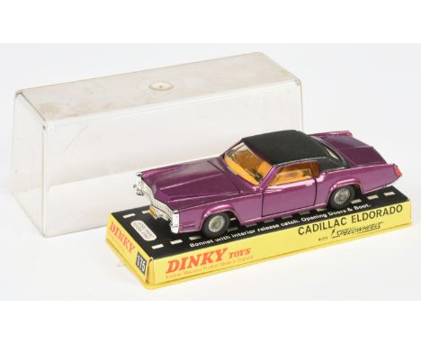 Dinky Toys 175 Cadillac Eldorado - |Purple body with black roof, yellow interior, chrome trim and cast hubs - Excellent (coup