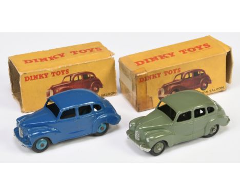 Dinky Toys A Pair - (1) 152 (40D) Austin Devon Saloon - Drab green including rigid hubs and (2) same but blue with mid-blue r