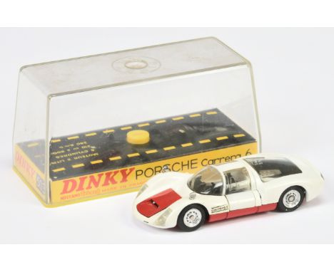 French Dinky Toys 503 Porsche Carrera 6 Racing car - White and red, black interior - Good to Good Plus in a Good Plus rigid c