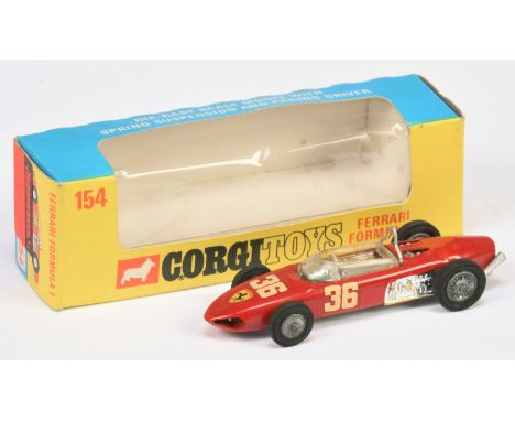 Corgi Toys 154 Ferrari Formula 1 Racing car - Red body, cast hubs, without figure driver and racing No.36 - Good overall inco