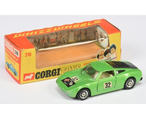 Corgi Toys 316 Ford Gt 70 - Green, black engine cover, spoked&nbsp; Whizzwheels - Good&nbsp; Plus bright example&nbsp; in a G