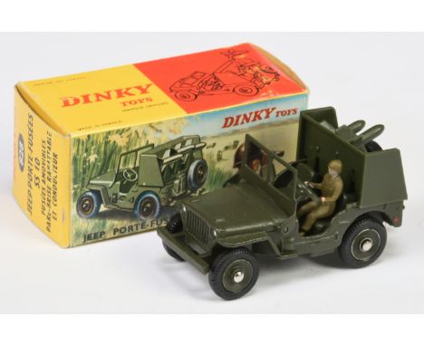 French Dinky Toys Military 828&nbsp; Rocket Firing Jeep - Green including concave hubs with figure driver - Excellent in a Go